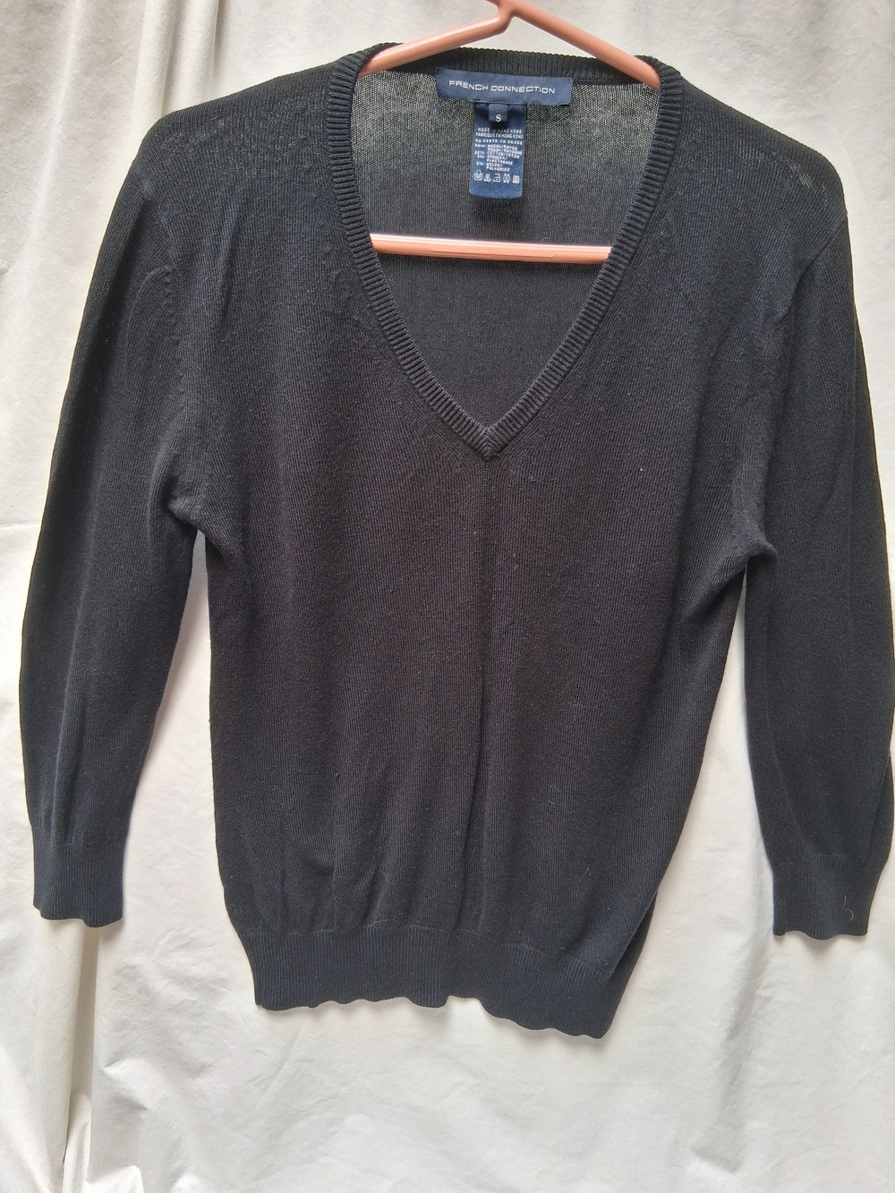French Connection Black V-Neck Slim Knit Sweater